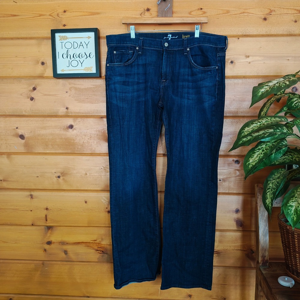 7 For All Mankind 7FAM Brett Bootcut Jeans Flared Dark Wash Tall Sz 38(40) x 33"